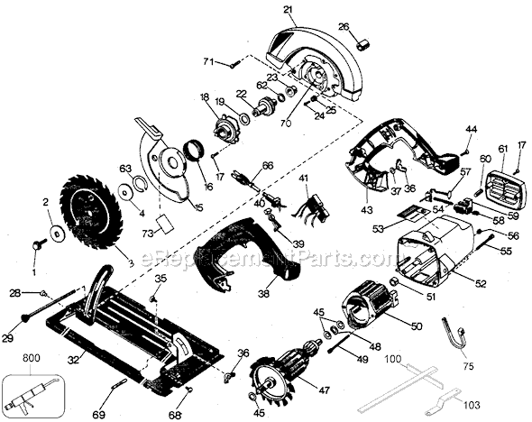 Page A Diagram and Parts List for 7308 Type 2 Black and Decker Circular Saw